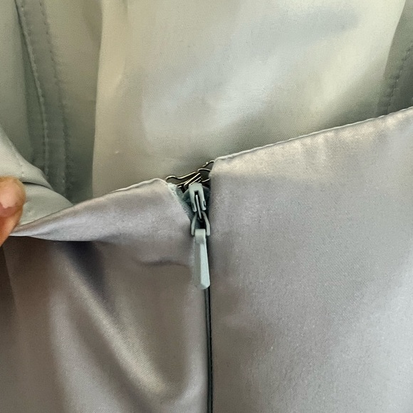 Blue Ruched Satin Dress - Picture 8 of 8